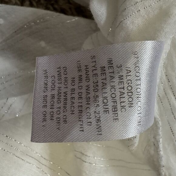 Roper Women M Western Cowgirl Shirt Pearl Snap Embroidered White Silver Metallic - Picture 4 of 9